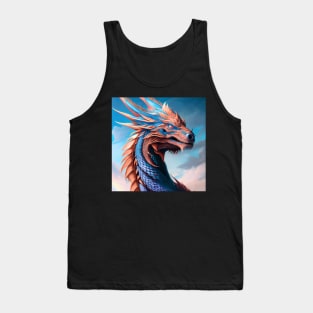 Intricate Blue and Copper Metallic Dragon Tank Top